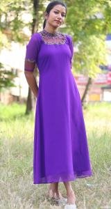Party Wear Jewel Neck Handworked Kurti