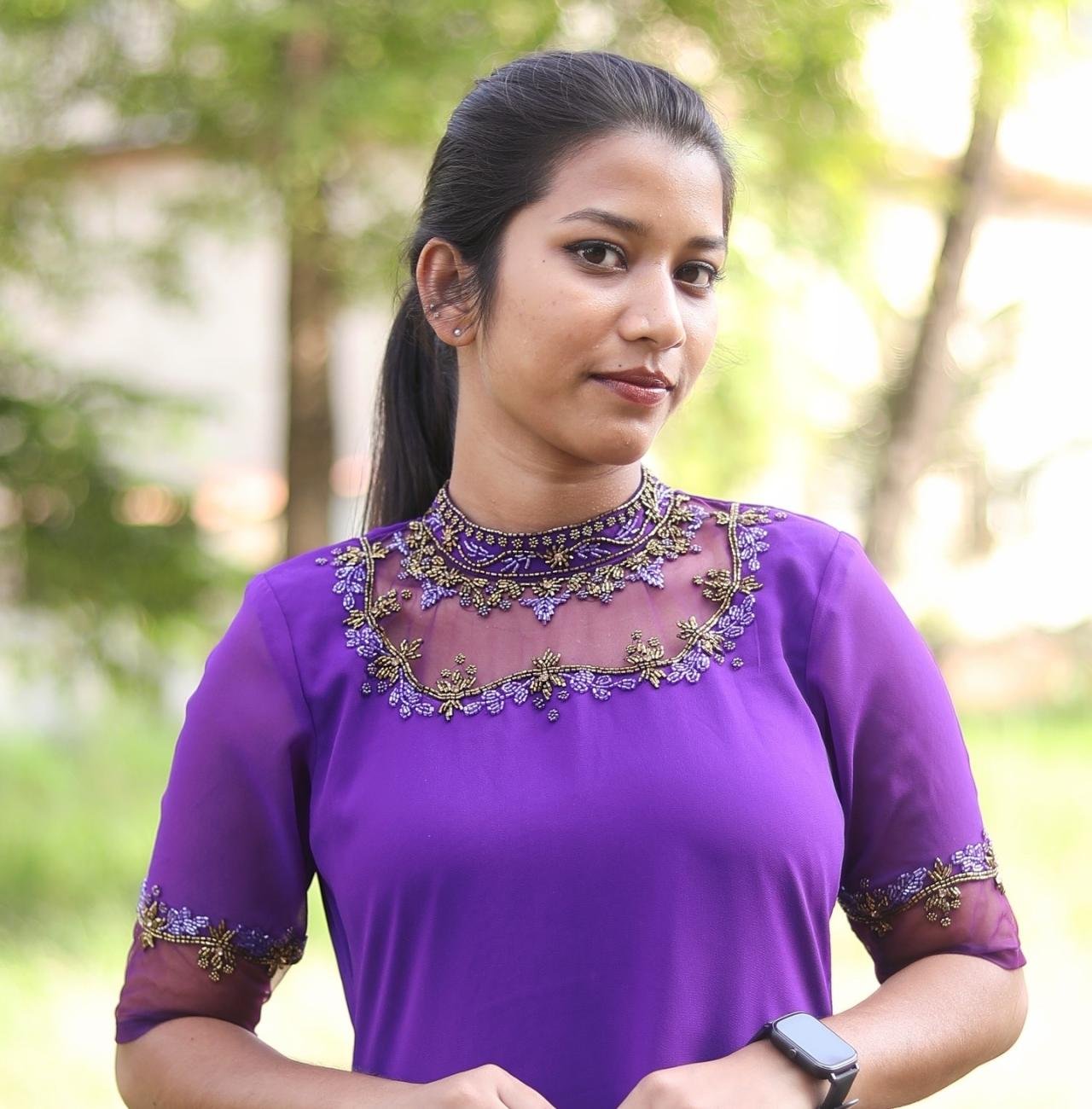 Party Wear Jewel Neck Handworked Kurti