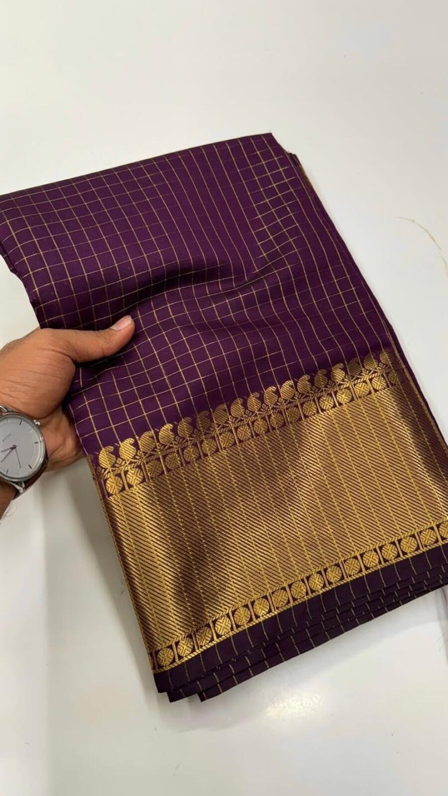 Banarasi Semi Katan Soft Zari Check Buti Silk Saree