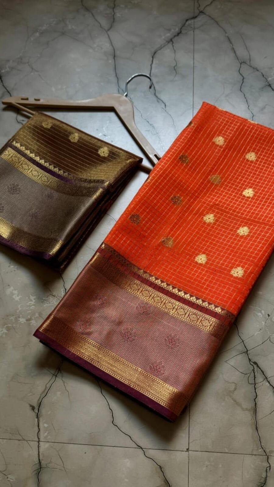 Banarasi Semi Katan Soft Zari Check Buti Silk Saree