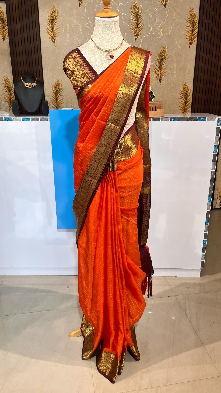 Semi Katan Silk Check Saree