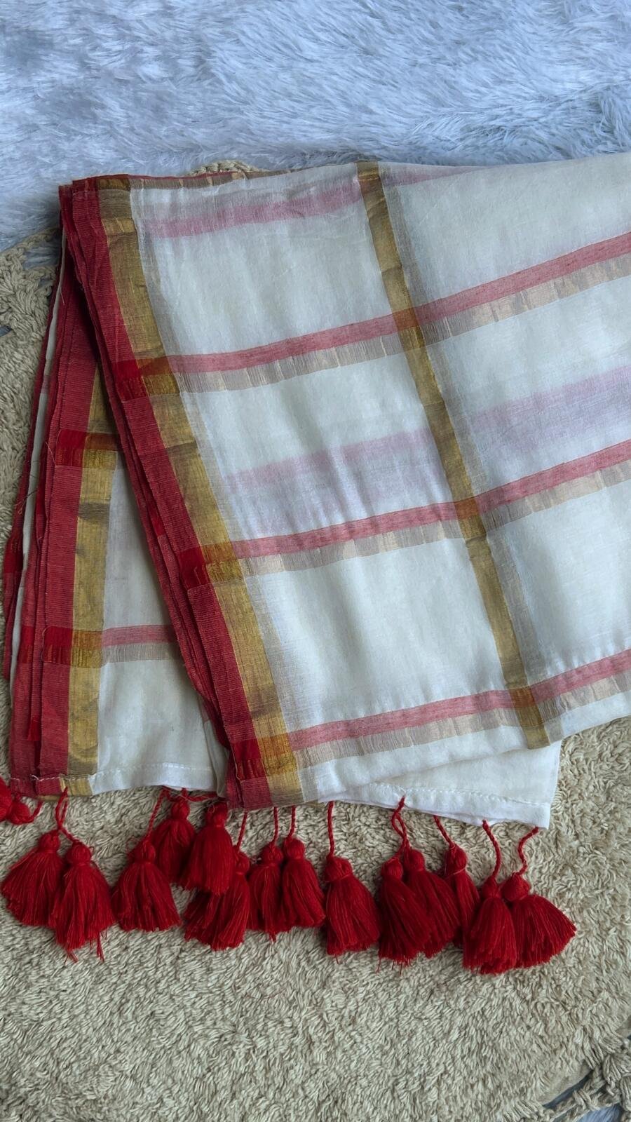 Premium mul cotton saree with tassel