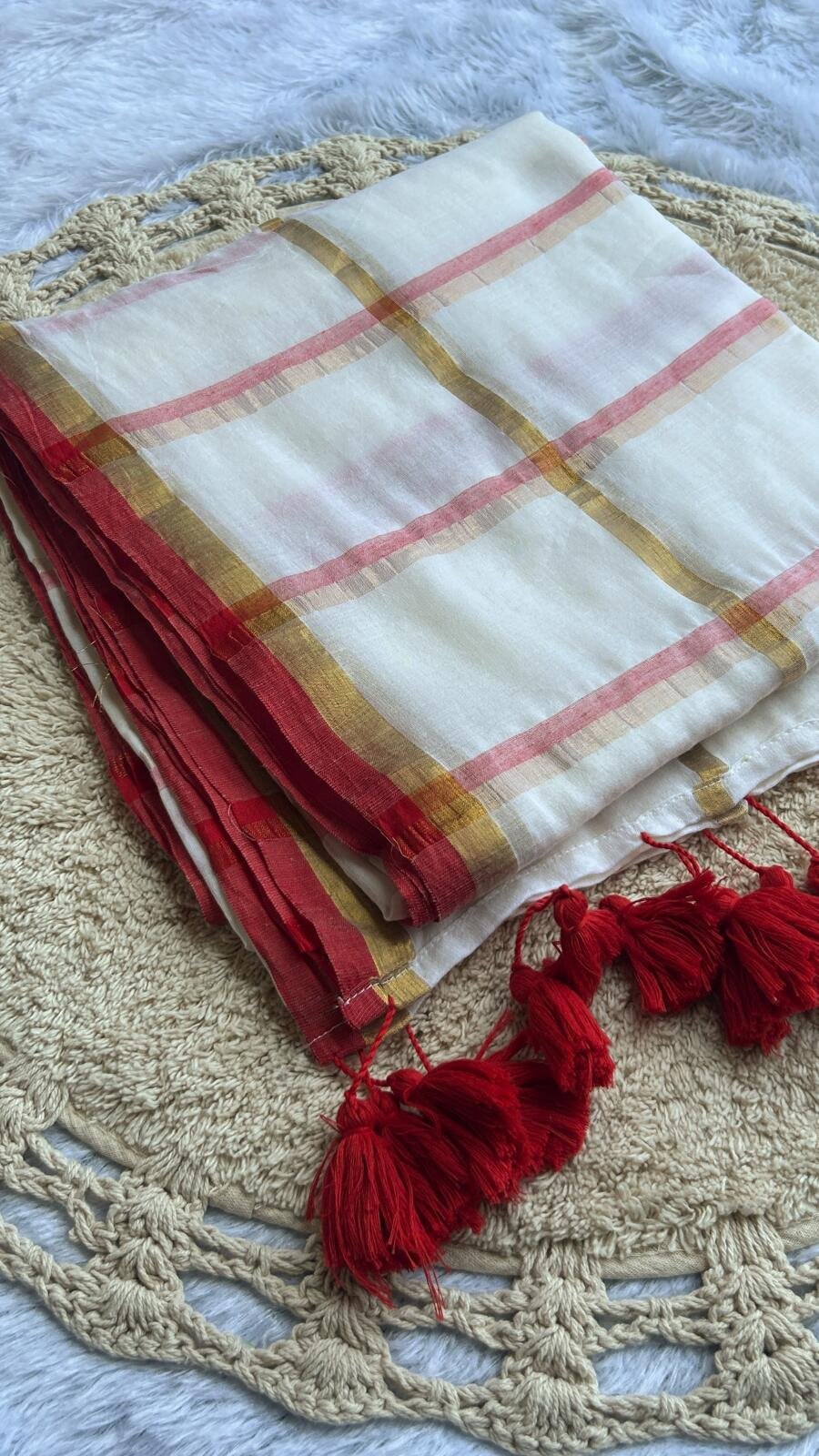 Premium mul cotton saree with tassel