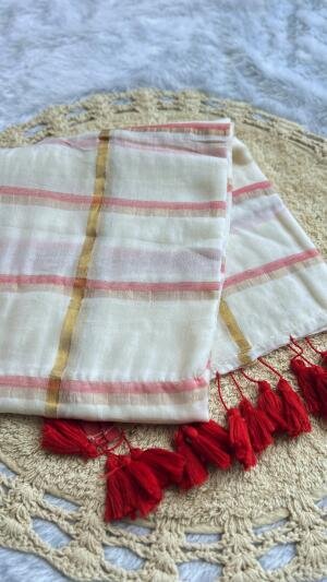 Premium mul cotton saree with tassel