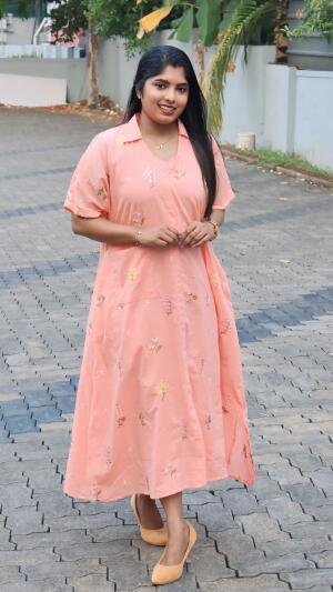 Embroidered mul cotton shirt kaftan