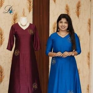 Bhadri silk kurti with flower detailing