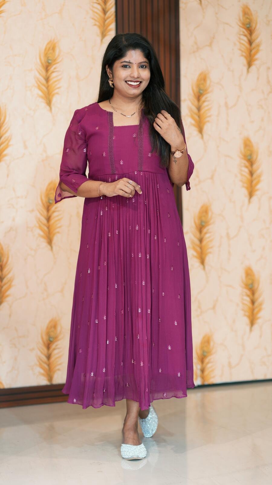 dyable viscose georgette pattern-stitched kurti