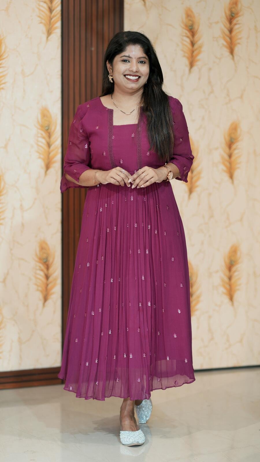 dyable viscose georgette pattern-stitched kurti