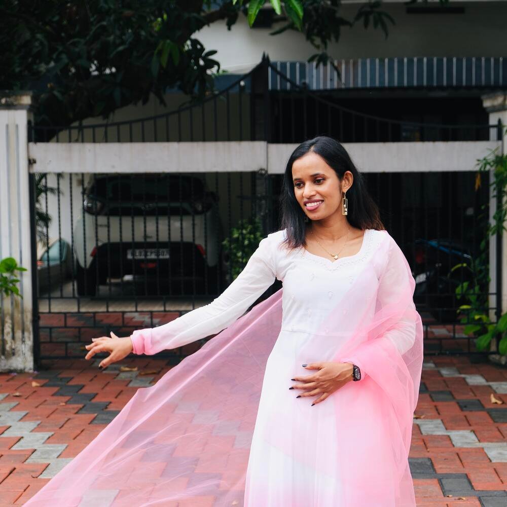 Elegant Tone-Shade Handworked Dyable Viscose Georgette Kurthi