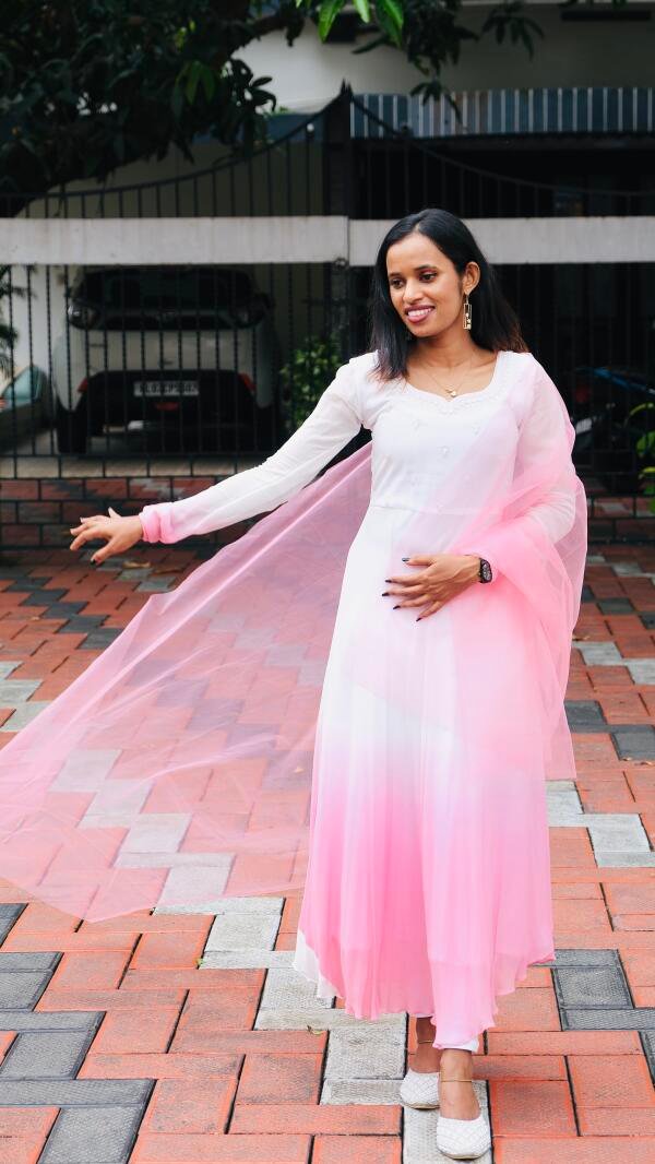 Elegant Tone-Shade Handworked Dyable Viscose Georgette Kurthi