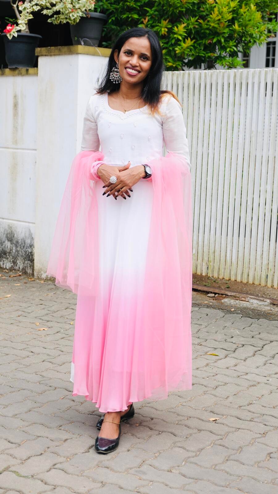 Elegant Tone-Shade Handworked Dyable Viscose Georgette Kurthi