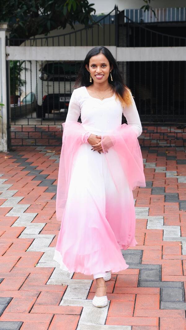 Elegant Tone-Shade Handworked Dyable Viscose Georgette Kurthi