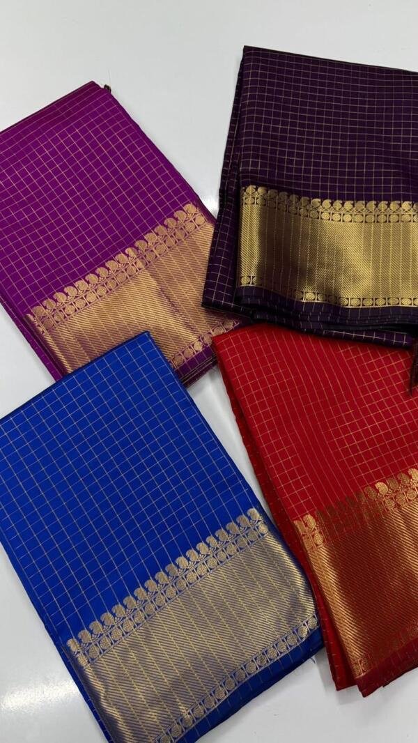 Banarasi Semi Katan Soft Zari Check Buti Silk Saree