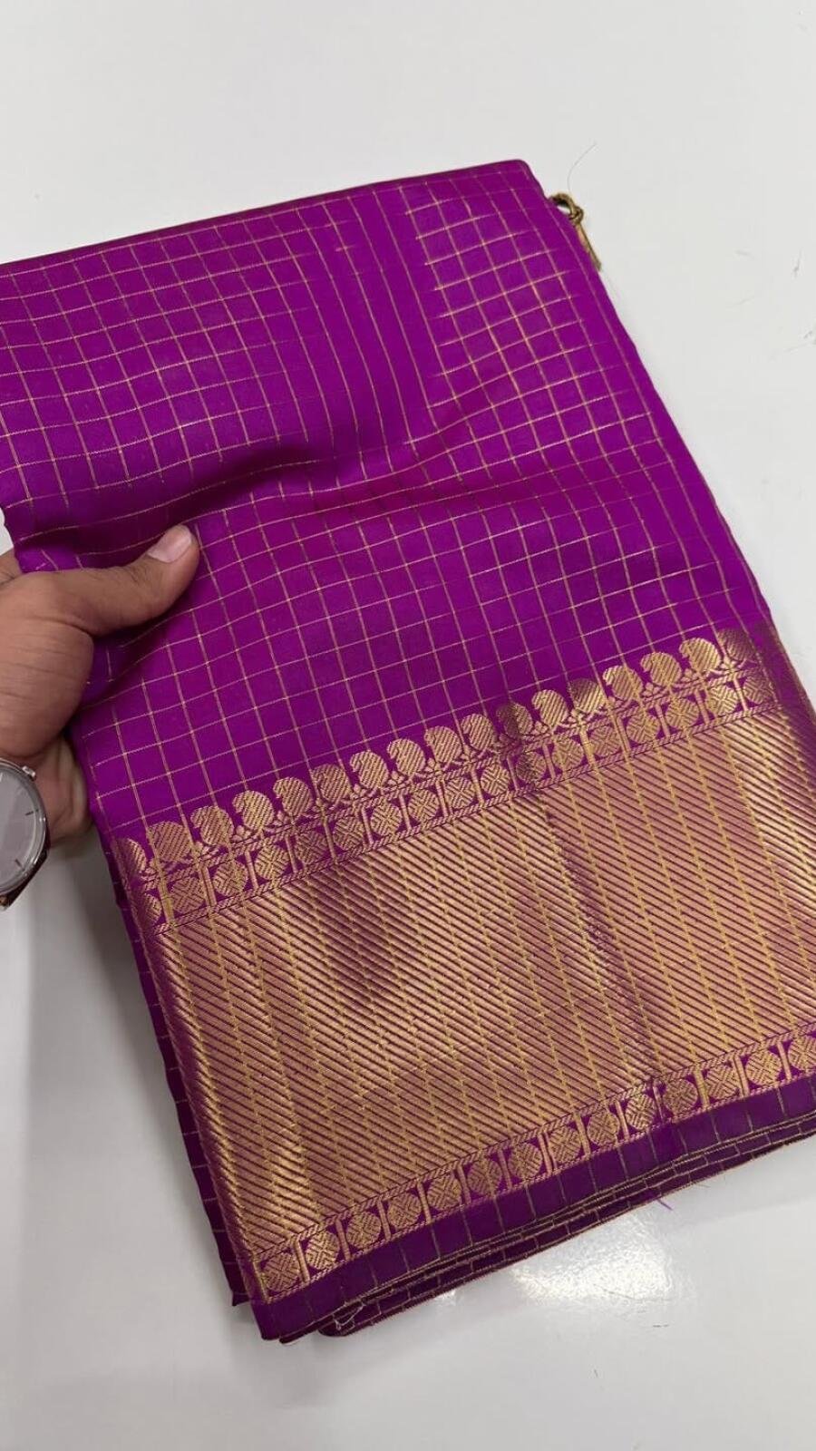 Banarasi Semi Katan Soft Zari Check Buti Silk Saree