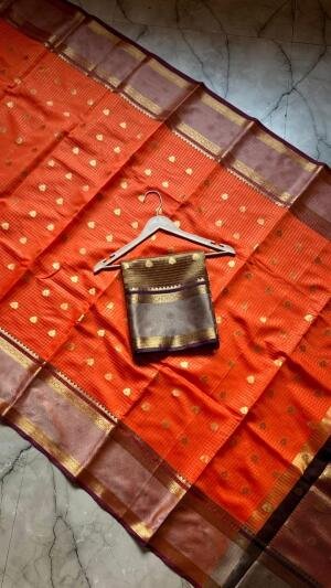 Banarasi Semi Katan Soft Zari Check Buti Silk Saree