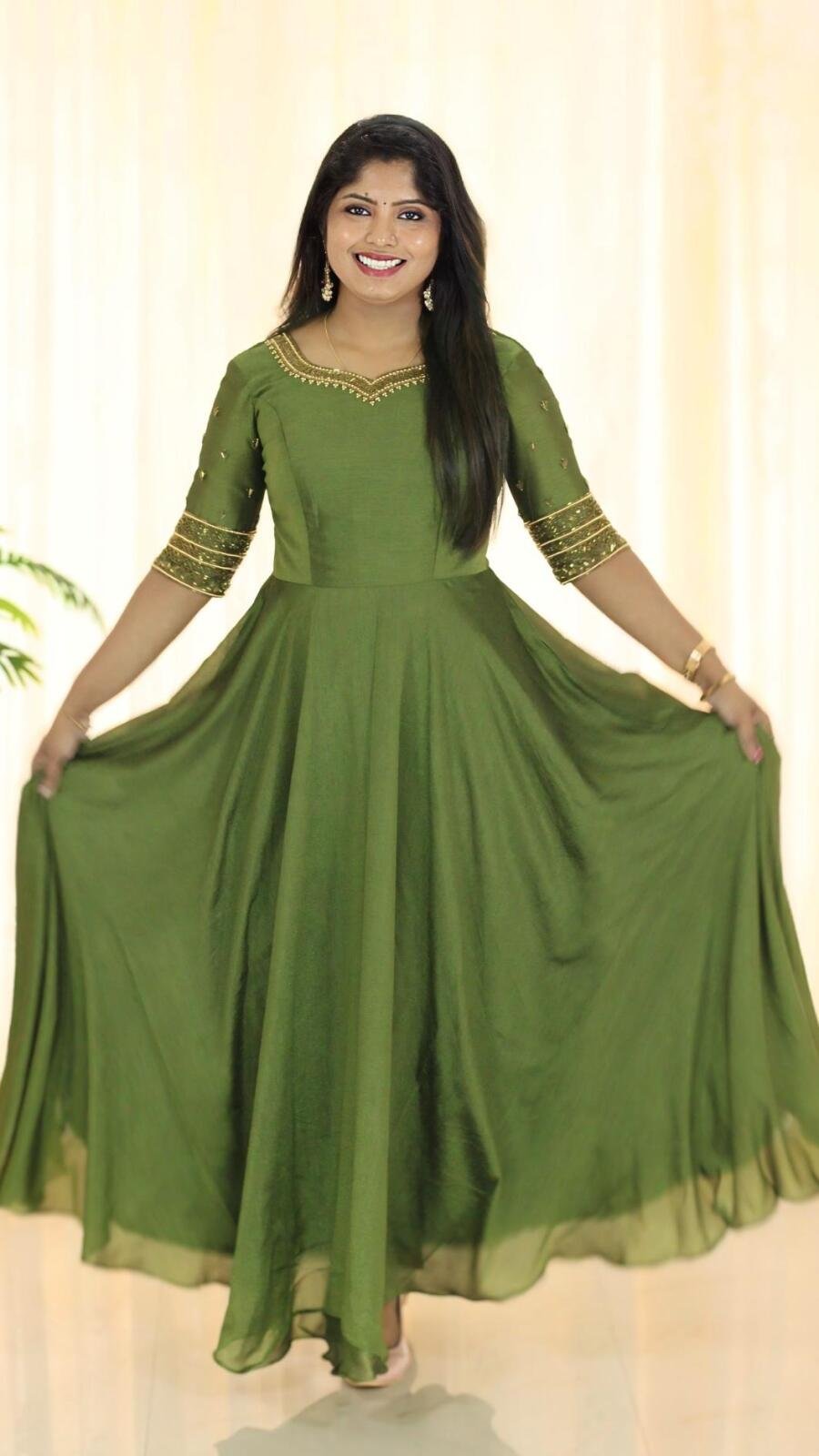 Heavy Handworked Partywear Umbrella Kurti