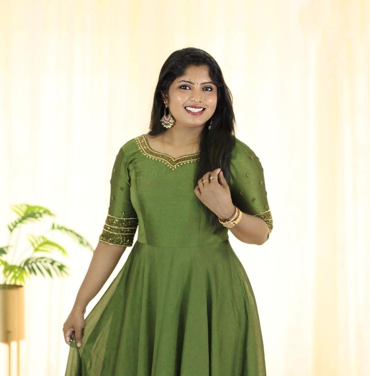 Heavy Handworked Partywear Umbrella Kurti