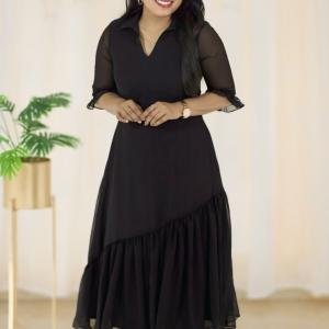 Georgette kurti with down frills