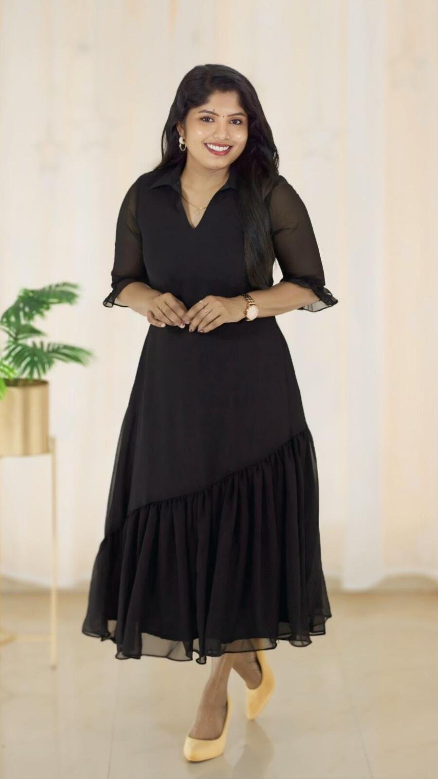 Georgette kurti with down frills