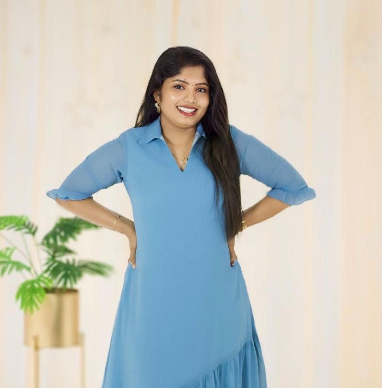 Georgette kurti with down frills