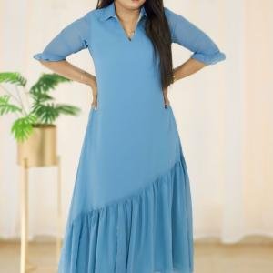 Georgette kurti with down frills