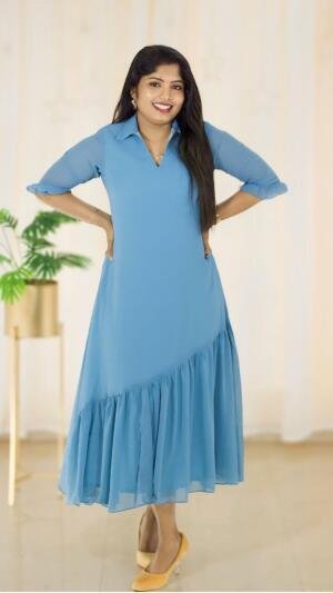 Georgette kurti with down frills