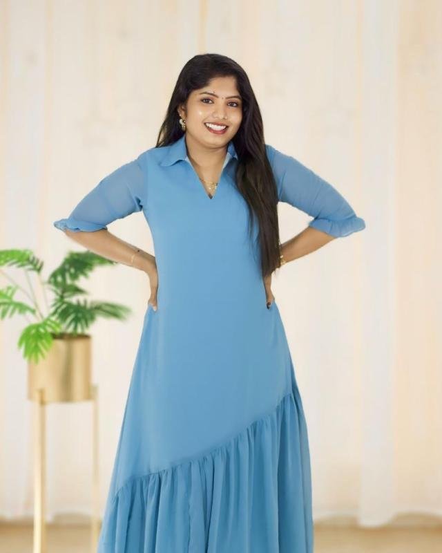 Georgette kurti with down frills