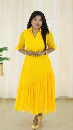 Georgette kurti with down frills