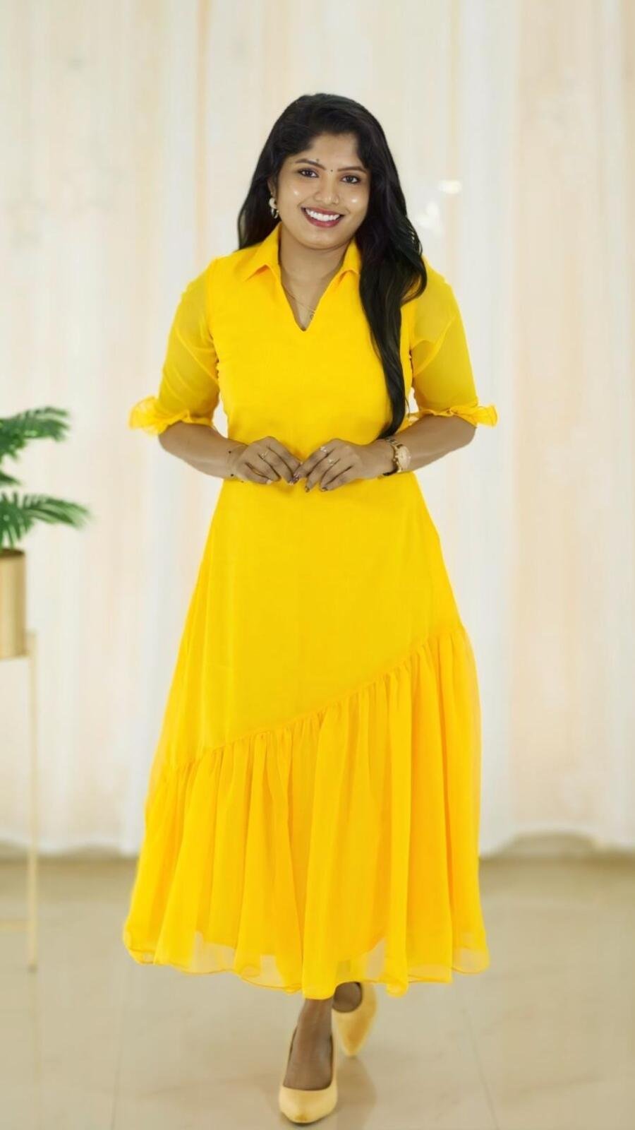 Georgette kurti with down frills