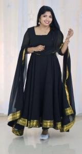 Georgette kurti with pattu border