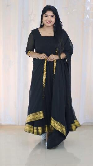 Georgette kurti with pattu border