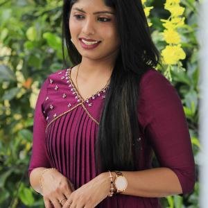 Handworked pleated slit kurti