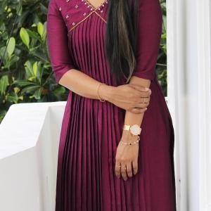 Handworked pleated slit kurti