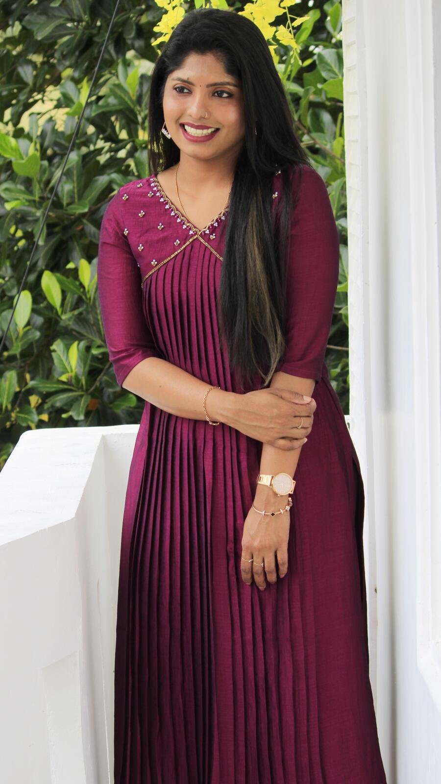 Handworked pleated slit kurti