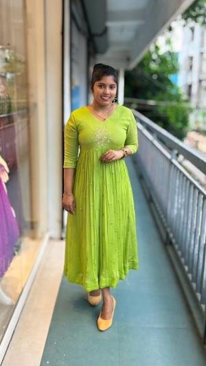 Grasshopper Green Dyable Viscose Georgette Kurti