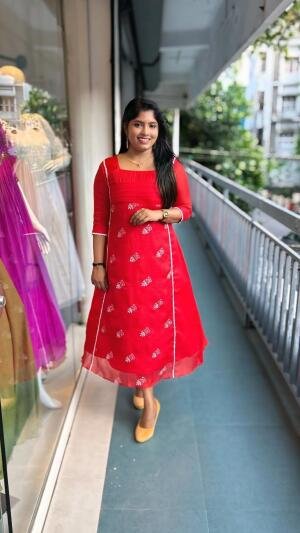 Premium Christmas Special Kota Check Designer Kurti