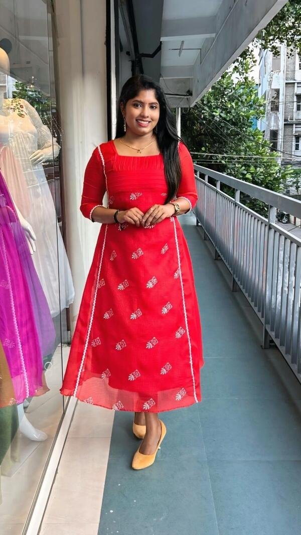 Premium Christmas Special Kota Check Designer Kurti