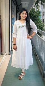 Pleated white kurti
