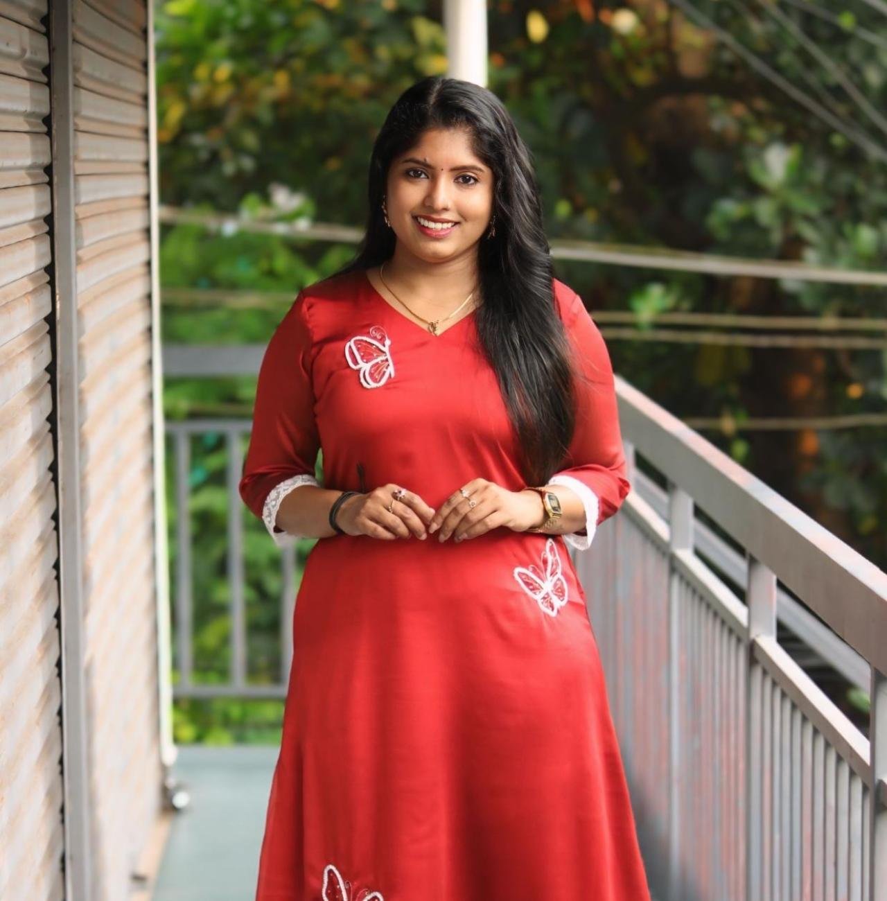 Xmas kurti with butterfly motif