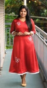 Xmas kurti with butterfly motif