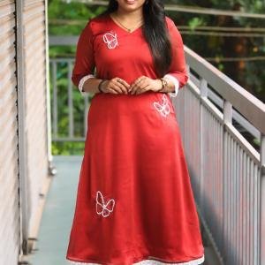 Xmas kurti with butterfly motif