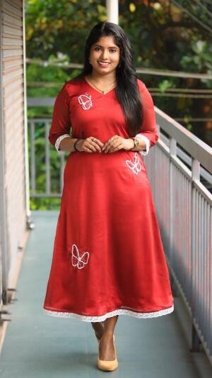 Xmas kurti with butterfly motif