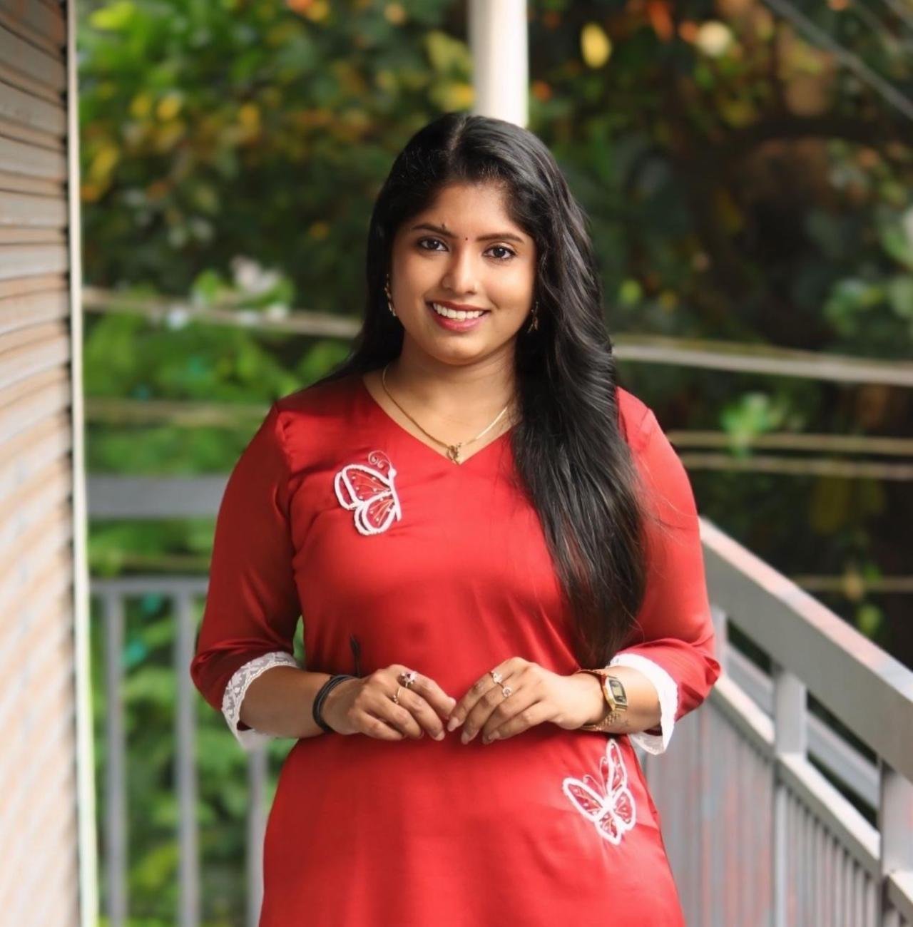 Xmas kurti with butterfly motif