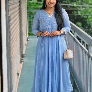 Well-Elegant Partywear Dyable Viscose Georgette Kurti