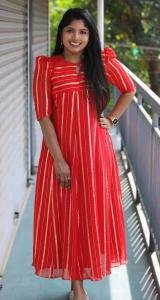 Viscose georgette kurthi with lurex lines