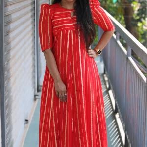 Viscose georgette kurthi with lurex lines