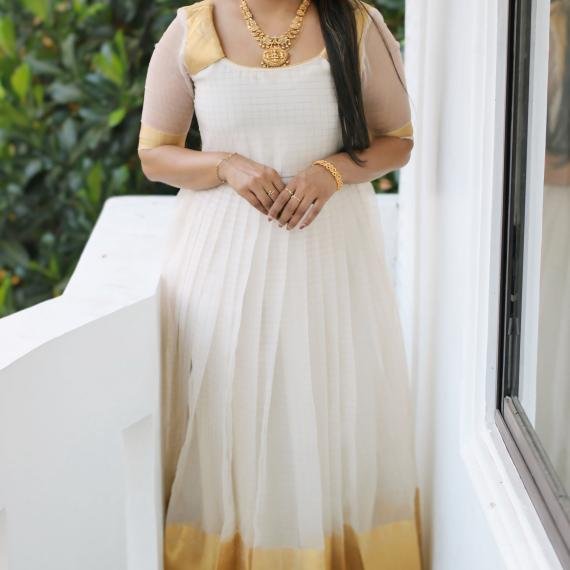Organza Frock with Pattu Border