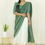 Elegant Ethnic Set – Organza Skirt | Lurex Dupatta | Chanderi Blouse