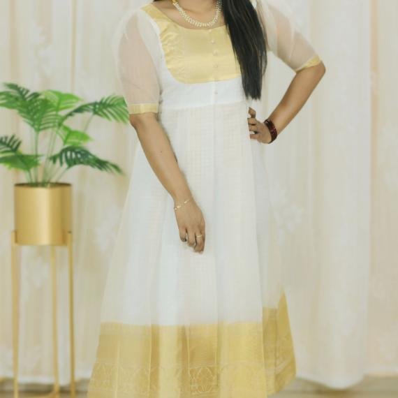 Organza Frock with Pattu Border