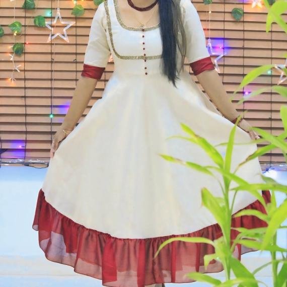Traditional Handwork Kurti in Vichitra Silk